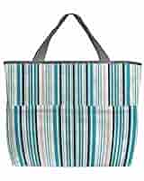 美波グッズ　シャツバッグ　AQUATIC STRIPED SHIRT BAG Amazon.com | Aqua Pink Black Striped Beach Tote Bag for